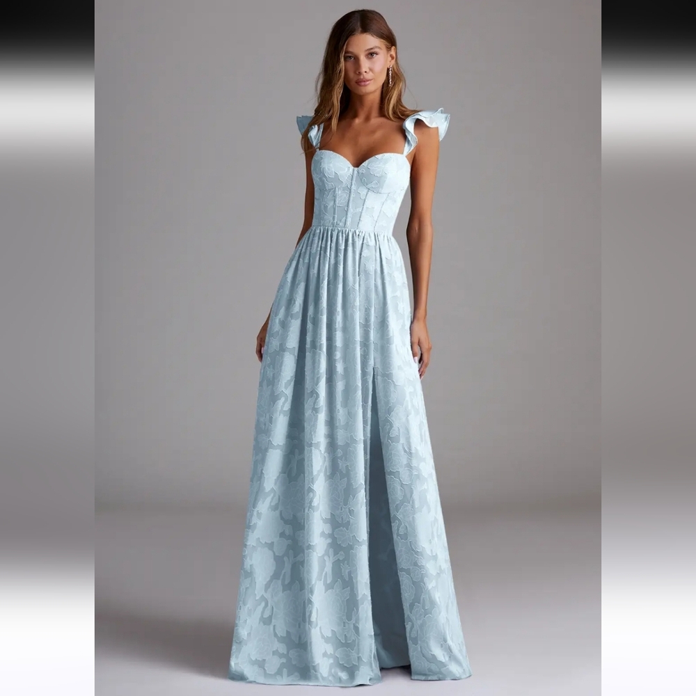 Azazie Light Blue Maxi Dress with Sweetheart Neckline